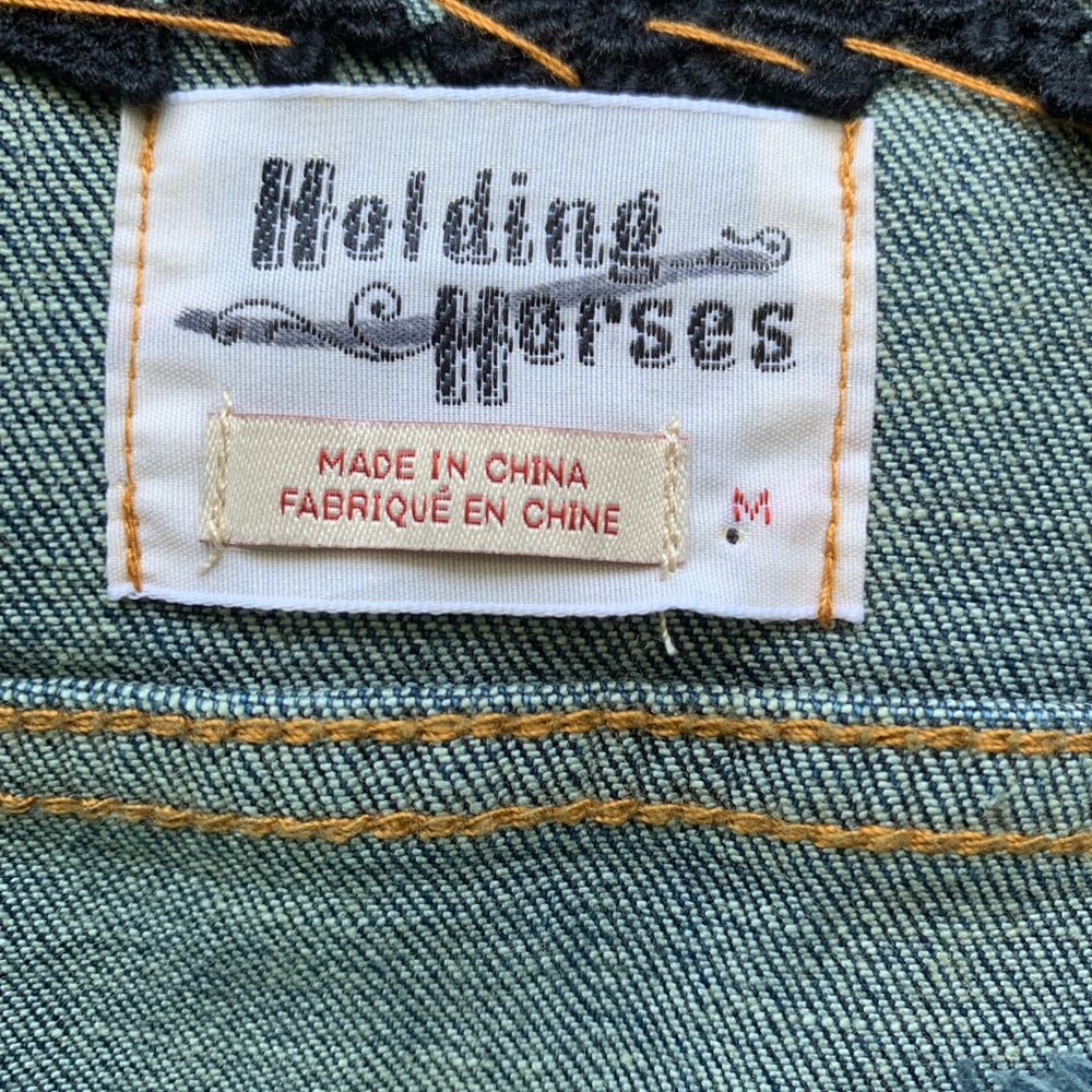 Anthropologie Jean jacket with beaded collar - Picture 2 of 7